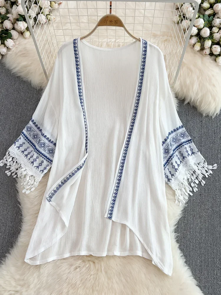 Embroidery Zig Zag Stitch - Chal de estilo étnico bohemio para
