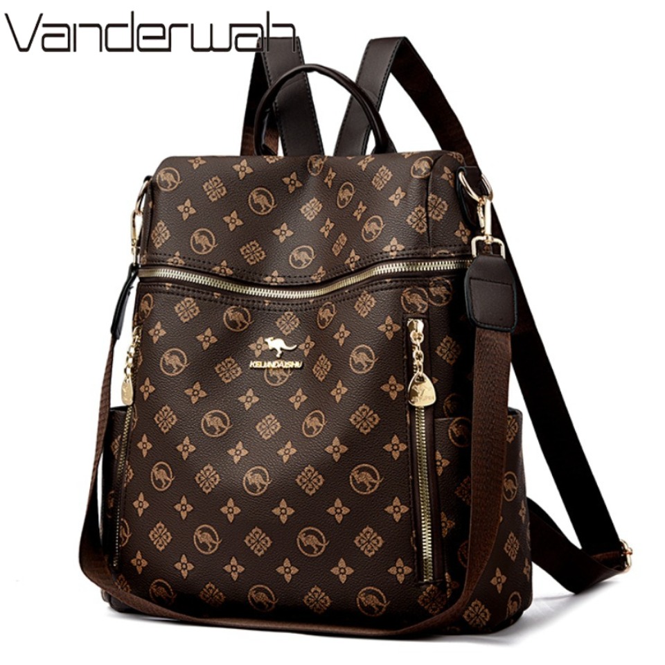 Embroidery Font - Mochila de cuero suave de marca
