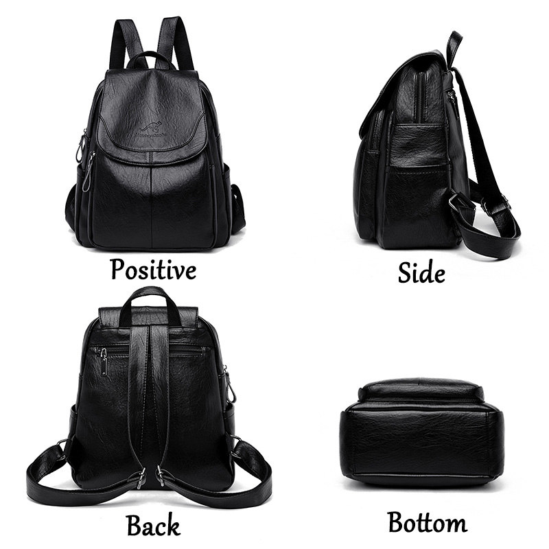 Embroidery Font - Mochila Vintage de Cuero Suave para