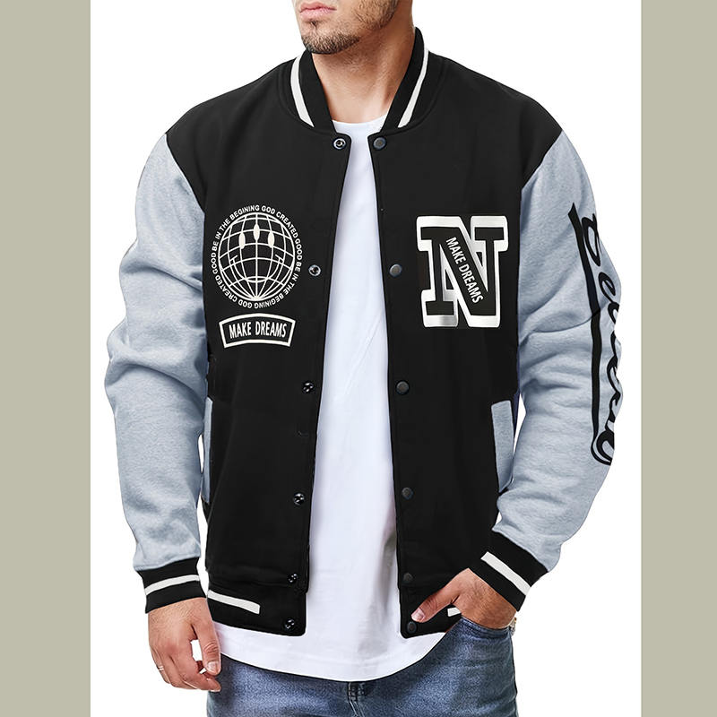 Embroidery Letter N - Chaqueta de béisbol con la letra