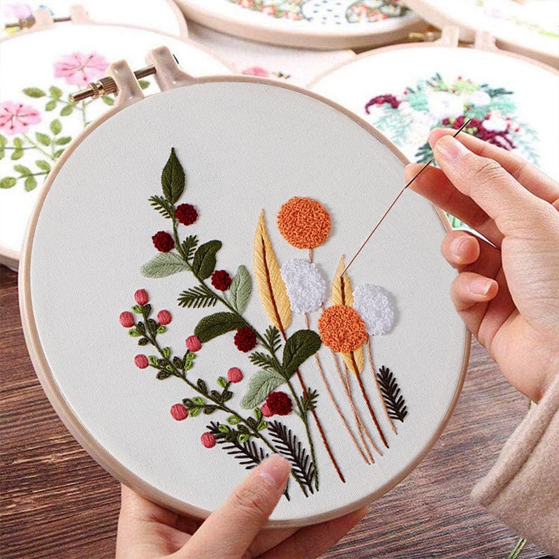 Embroidery Lovers - Patrón floral 3D, kit de bordado