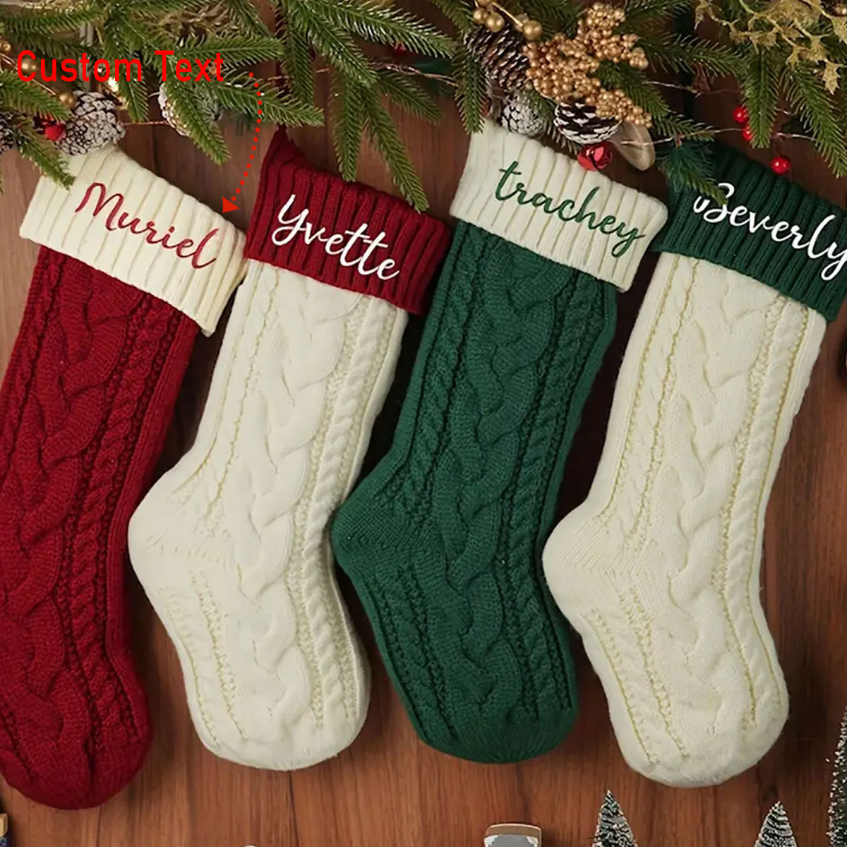 Embroidery Xmas - Una media navideña personalizada vintage con