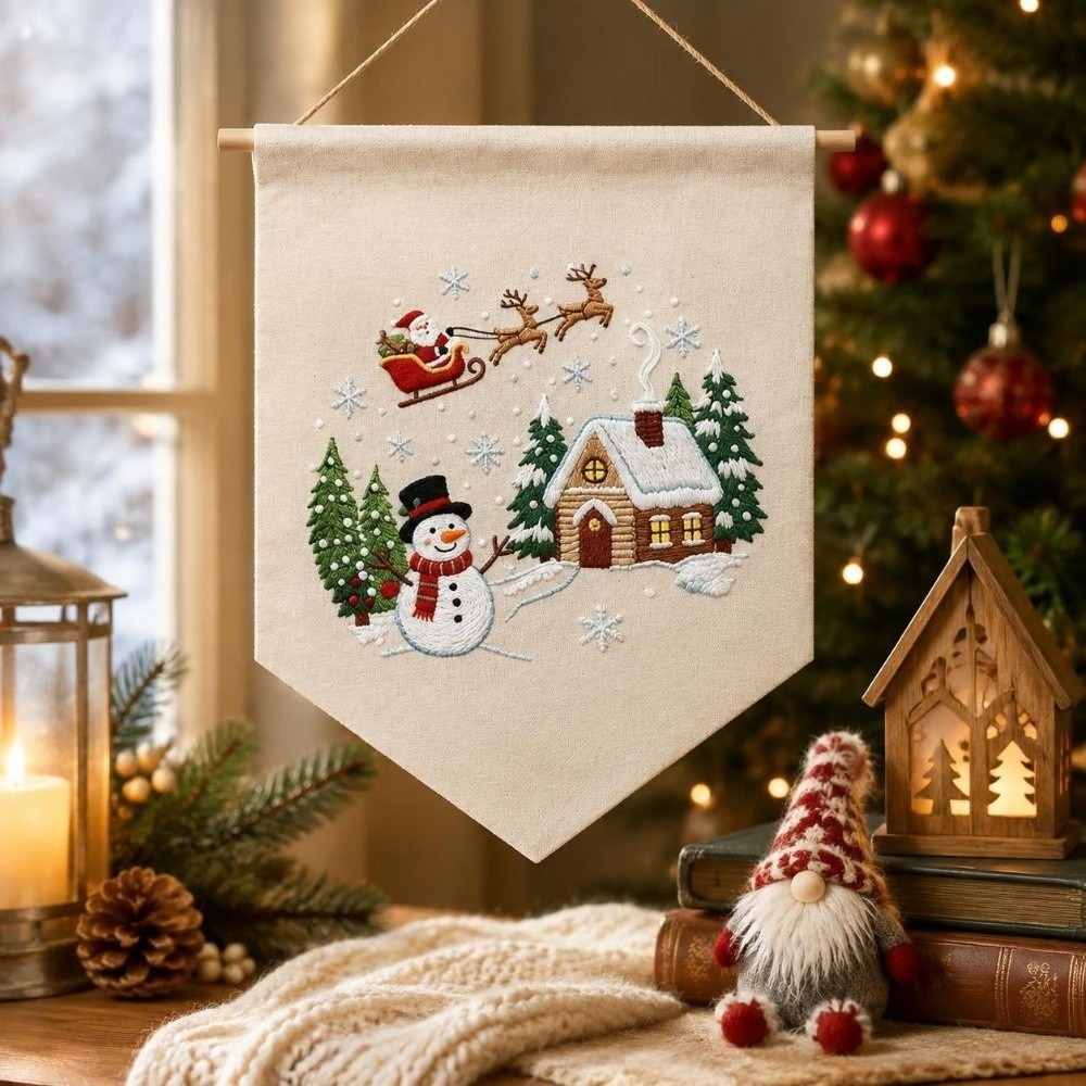 Embroidery Xmas - Kit de bordado navideño hecho a