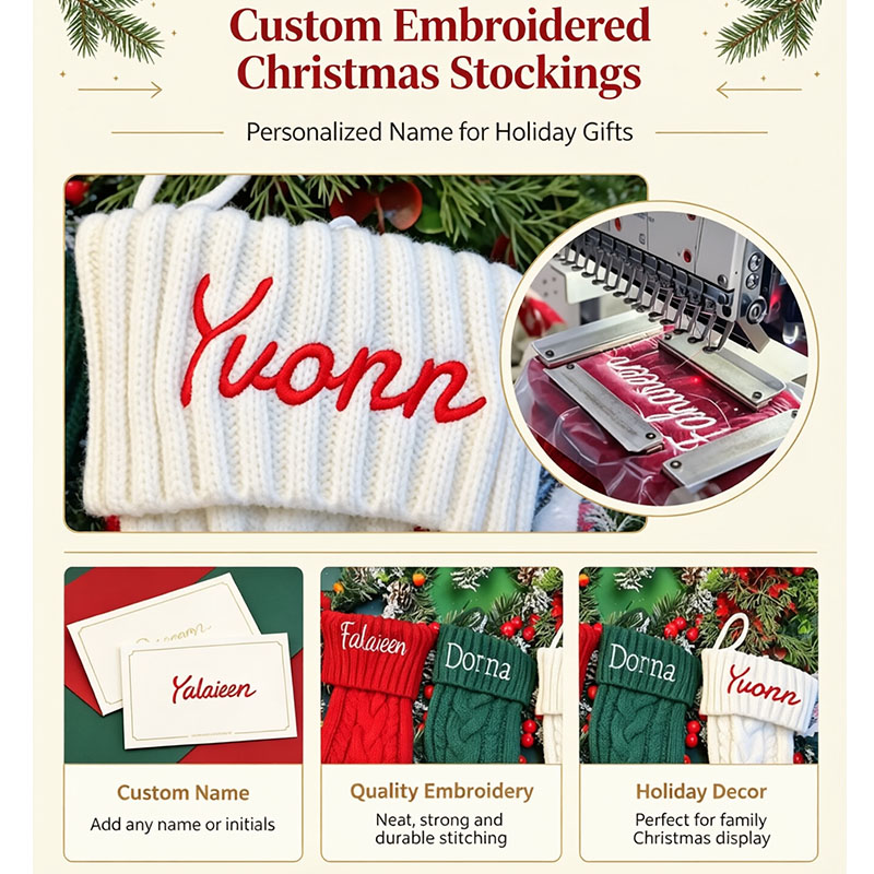 Calcetín navideño con bordado  - Embroidery Xmas Stocking reseña y precio