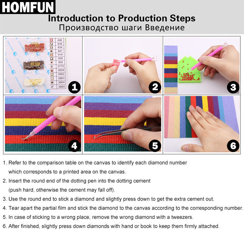 HOMFUN AB bordado completo de  - Embroidery Cross Stitch Patterns reseña y precio