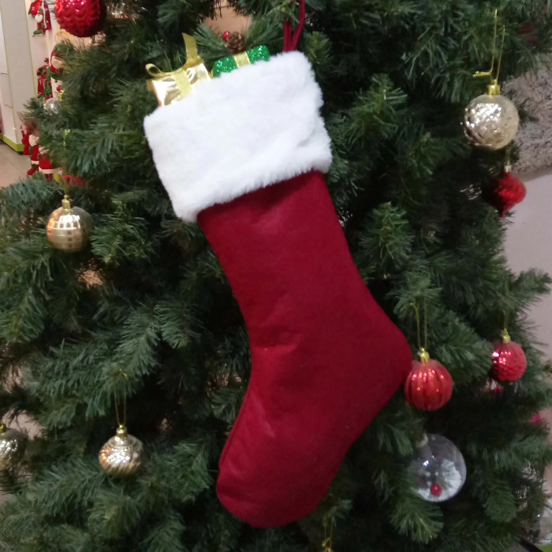 Calcetín Rojo de Santa Claus c - Embroidery Xmas Stocking reseña y precio