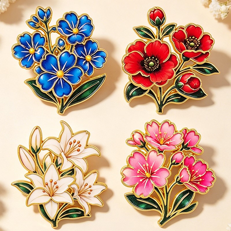Bonito Broche de Esmalte Flora - Embroidery Textile reseña y precio
