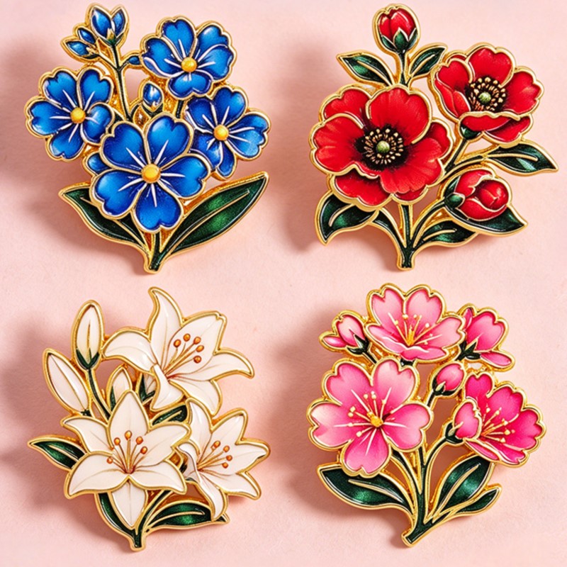 Bonito Broche de Esmalte Flora - Embroidery Textile reseña y precio