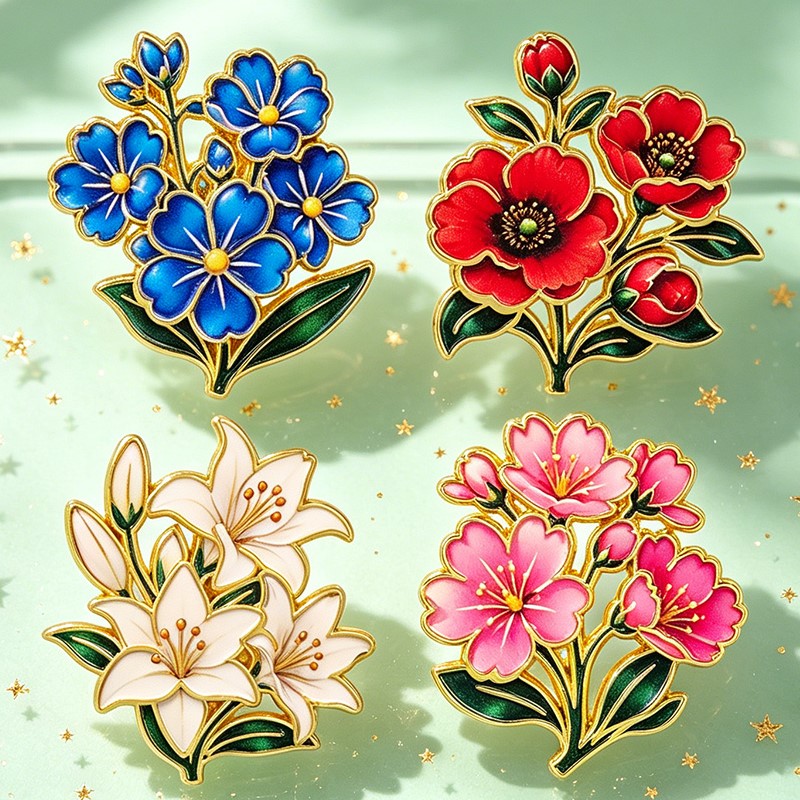 Bonito Broche de Esmalte Flora - Embroidery Textile reseña y precio