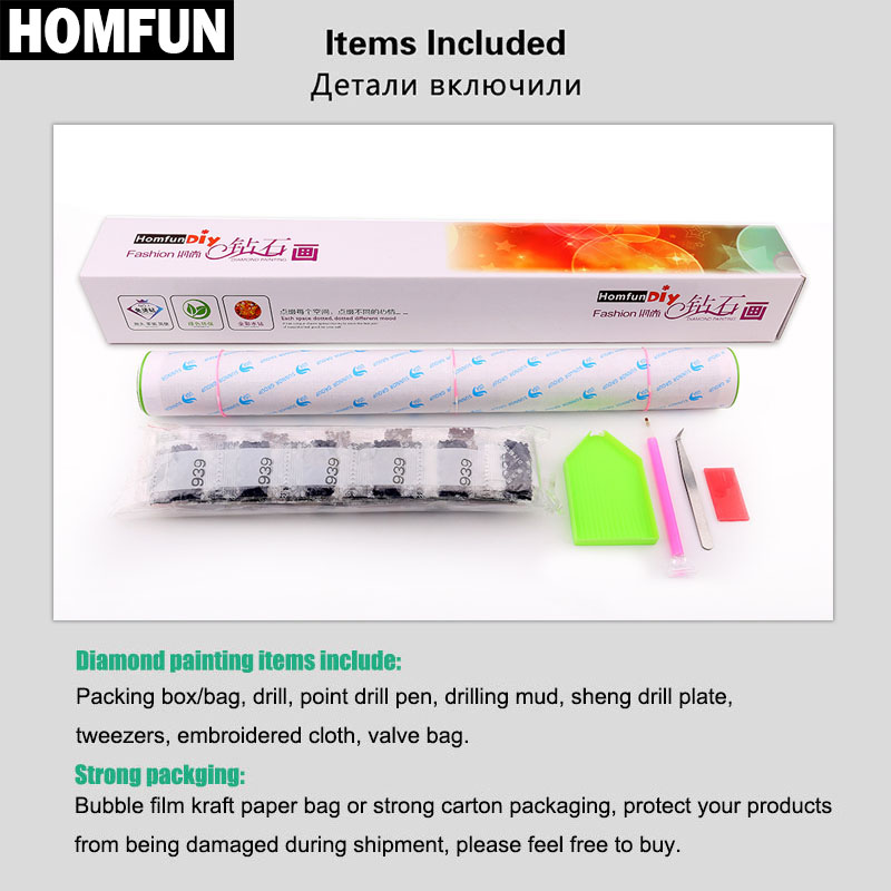 HOMFUN-Bordado de diamantes co - Embroidery Cross Stitch Patterns reseña y precio