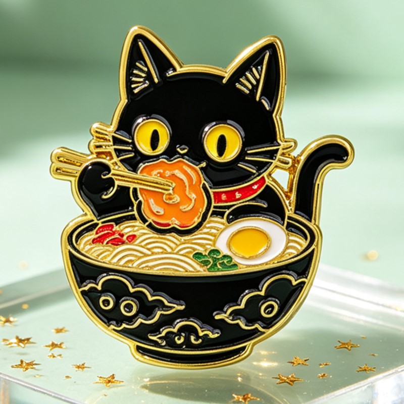 Lindo Pin Esmaltado de Gato Ne - Embroidery Textile reseña y precio