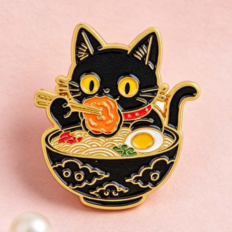 Lindo Pin Esmaltado de Gato Ne - Embroidery Textile reseña y precio