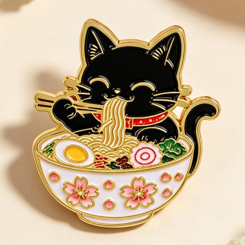 Lindo Pin Esmaltado de Gato Ne - Embroidery Textile reseña y precio